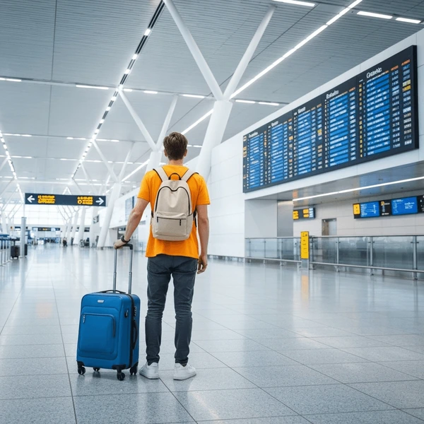 Travelers at the airport terminal